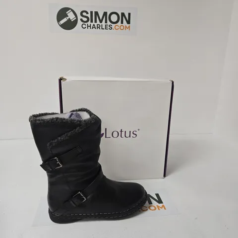 LOTUS LEATHER BOOT WITH FUR LINING – BLACK, WOMEN'S - UK SIZE 7