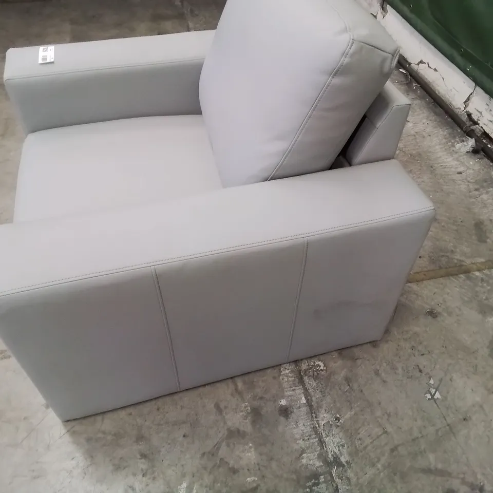 DESIGNER EASY CHAIR LIGHT GREY FAUX LEATHER 
