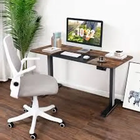 BOXED COSTWAY ELECTRIC HEIGHT ADJUSTABLE STANDING DESK WITH MEMORY SMART PRESETS AND ANTI COLLISION FUNCTION - COFFEE