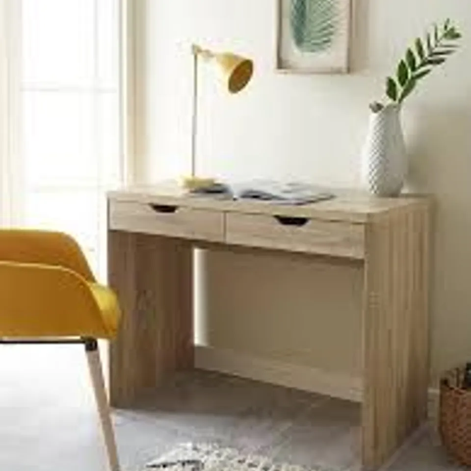 BOXED ASPEN DESK IN OAK - COLLECTION ONLY