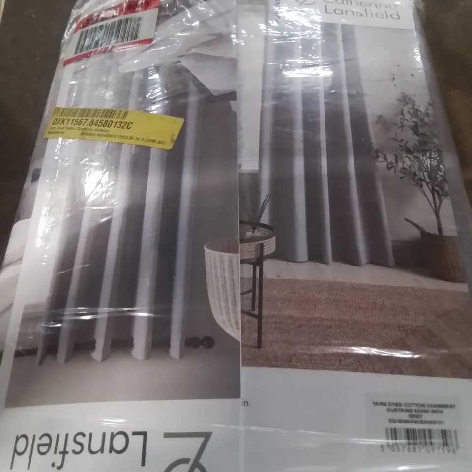 CATHERINE LANSFIELD YARN DYED COTTON CHAMBRAY CURTAINS 90X90 INCH