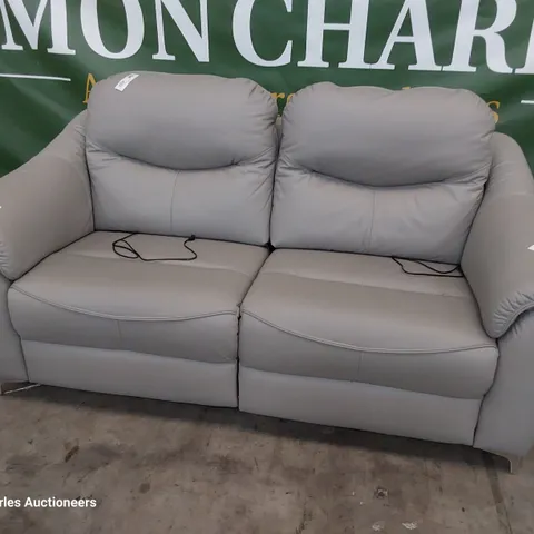 QUALITY BRITISH DESIGNER G PLAN JACKSON POWER RECLINING THREE SEATER SOFA CAMBRIDGE GREY LEATHER