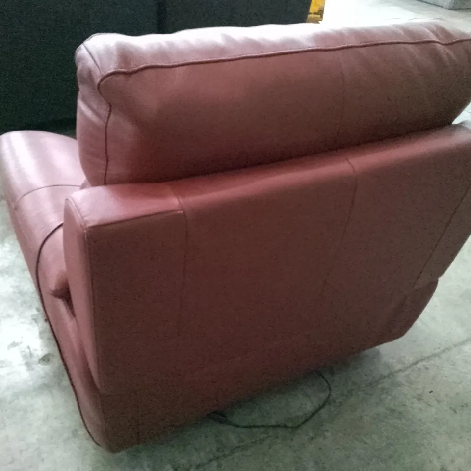QUALITY ITALIAN DESIGNER PATRIZIO SMALL ARMS ELECTRIC RECLINER CHAIRS - DARK RED LEATHER 
