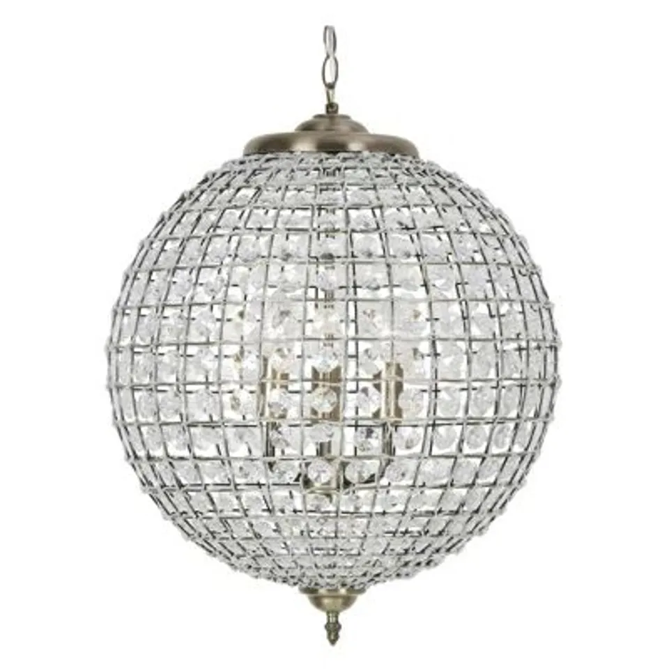 BOXED LIGHT ANTIQUE BRASS CRYSTAL PENDANT ( 1 BOX )