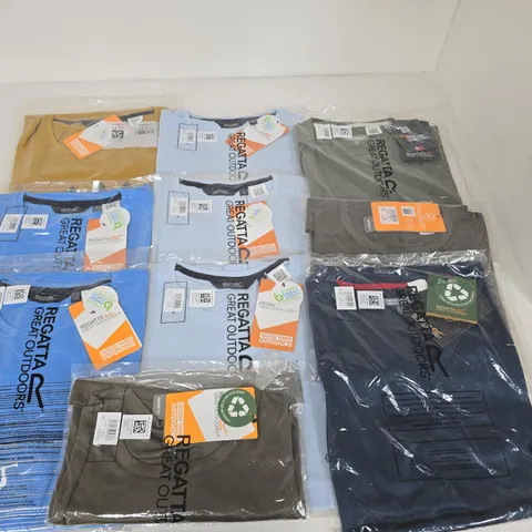 LOT OF 10 ASSORTED BRAND NEW REGATTA T-SHIRTS IN VARIOUS STYLES, COLOURS AND SIZES