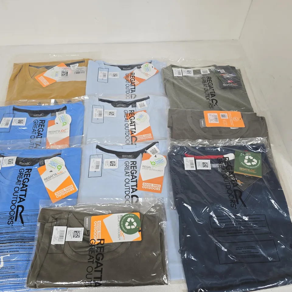 LOT OF 10 ASSORTED BRAND NEW REGATTA T-SHIRTS IN VARIOUS STYLES, COLOURS AND SIZES