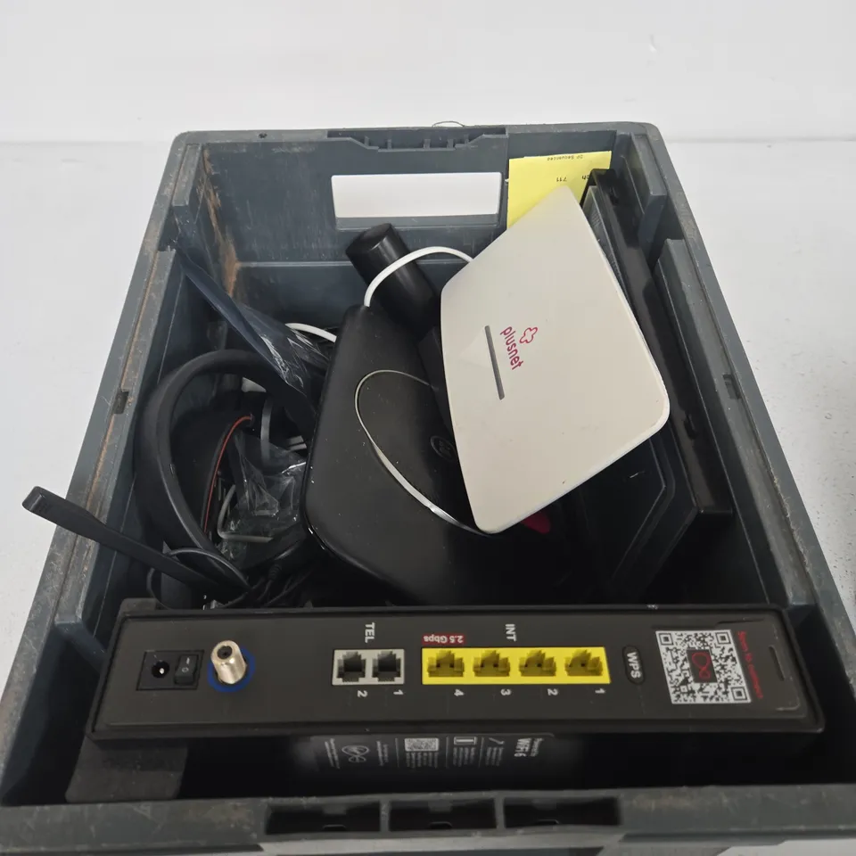 APPROXIMATELY 10 ASSORTED ELECTRICAL PRODUCTS TO INCLUDE ROUTER, HEADSET, REPLACEMENT REMOTES ETC