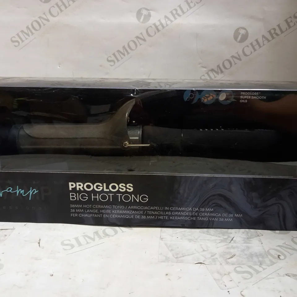BOXED REVAMP PROFESSIONAL PROGLOSS BIG HOT TONG 38MM CERAMIC CURLING TONG