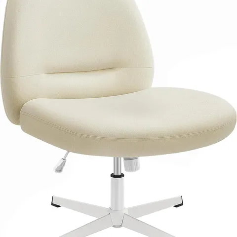 BOXED SONGMICS HOME CROSS LEGGED DESK CHAIR, ARMLESS, NO WHEELS, WIDE SEAT, ADJUSTABLE HEIGHT, SWIVEL, COTTON-LINEN FABRIC - CREAM WHITE