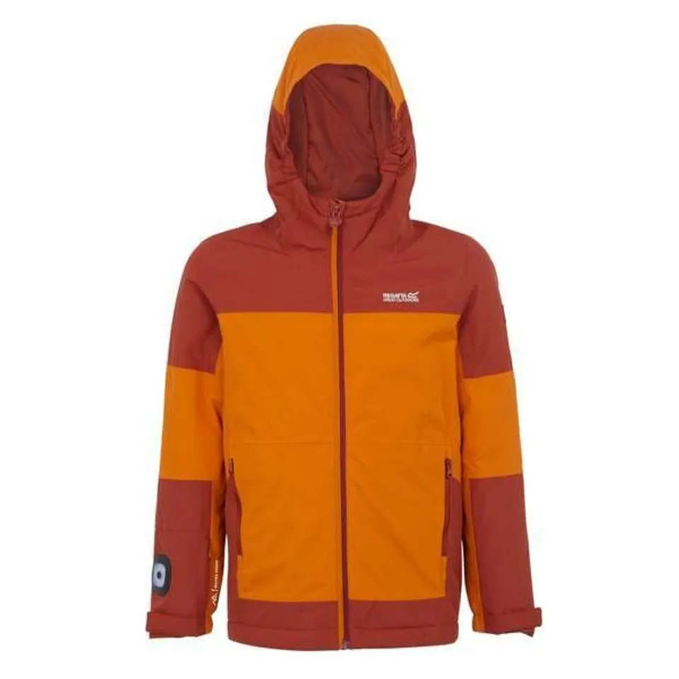 BRAND NEW REGATTA KIDS BEAMZ IV WATERPROOF JACKET IN FOX/RED OCHRE SIZE UK 13 YEARS