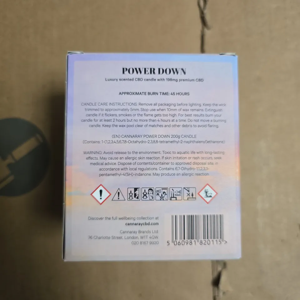 CANNARAY POWER DOWN CBD CALMING CANDLE – 200G