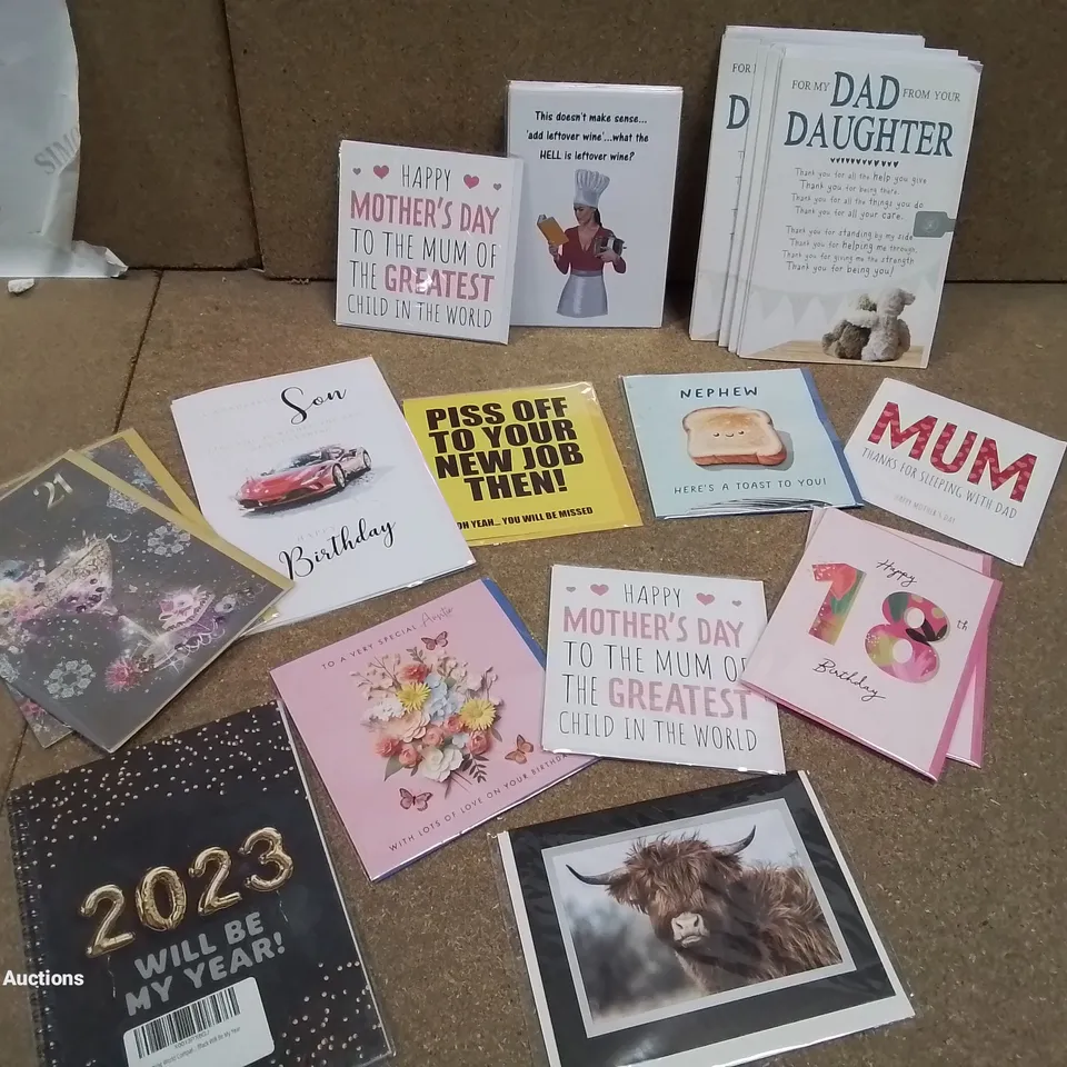 A BOX OF ASSORTED GREETINGS CARDS