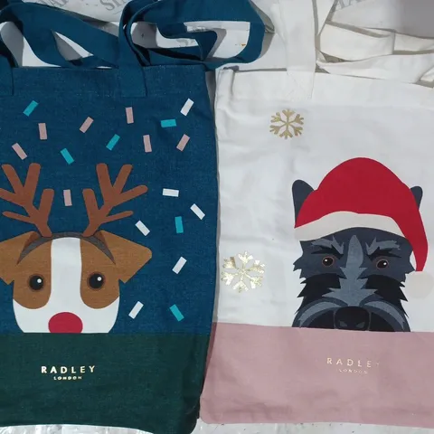 RADLEY LONDON SET OF 2 CHRISTMAS FRIENDS CANVAS TOTE BAGS