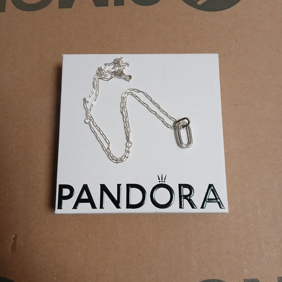 PANDORA SILVER TALISMAN OPENABLE LINK CUBIC ZIRCONIA NECKLACE