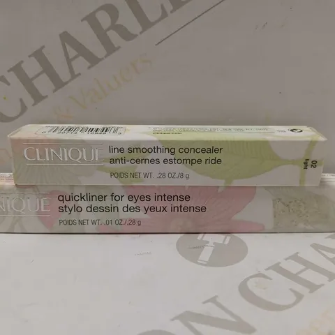 LOT OF 2 CLINIQUE PRODUCTS TO INCLUDE LINE SMOOTHING CONCEALOR #02 LIGHT & INTENSE EYE QUICK LINER #07 INTENSE IVY