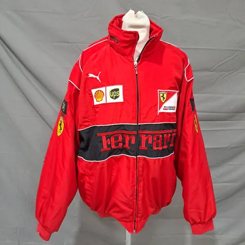 FERRARI F1 EMBROIDERED ZIP UP JACKET IN RED SIZE XXL