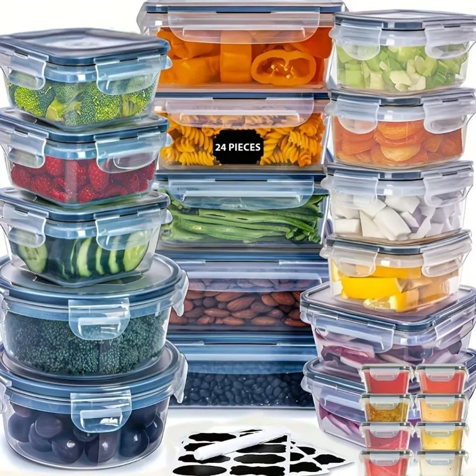 BOXED 48-PIECE AIRTIGHT FOOD STORAGE CONTAINERS SET WITH SNAP-LOCK LIDS 