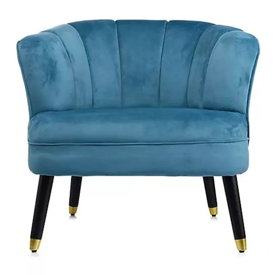 MY HOME STORIES VELVET ARMCHAIR WITH GOLD TIPPED LEGS - GREY