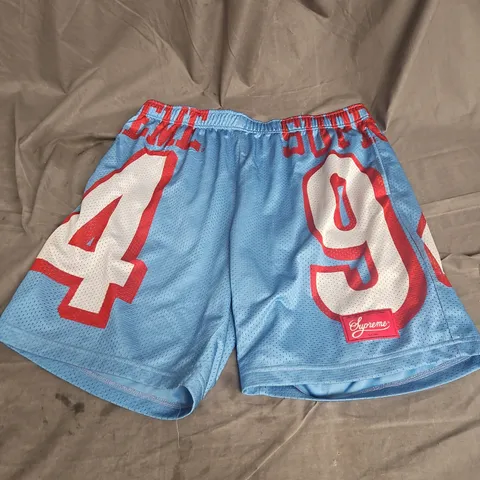 SUPREME MESH SHORTS IN BLUE/RED SIZE XL