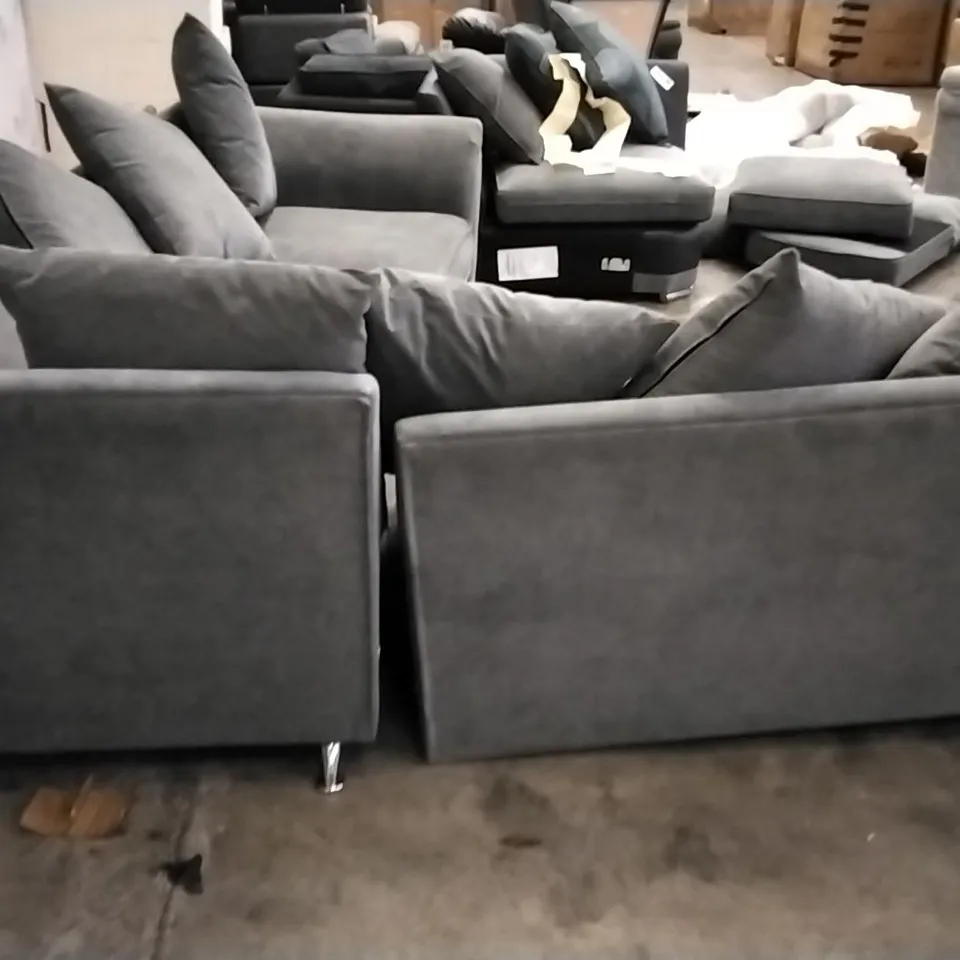 QUALITY DESIGNER CORNER GROUP SOFA - GREY FABRIC 