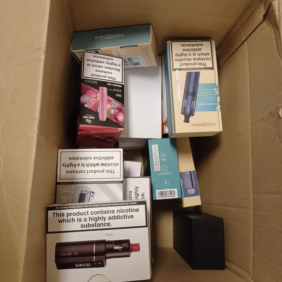BOX OF APPROXIMATELY 50 ASSORTED E-CIGARETTES
