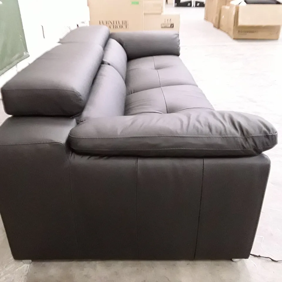 QUALITY DESIGNER BRADY 4 SEATER SOFA - BLACK LEATHER