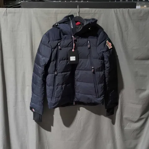 MONCLER NAVY DOWN BOMBER JACKET – HOODED