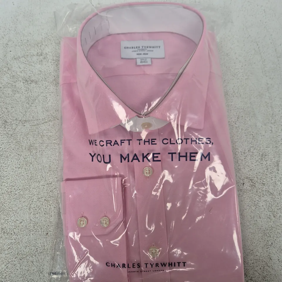 CHARLES TYRWHITT PINK SLIM FIT NON-IRON SHIRT – UK 18 (46/94 CM)