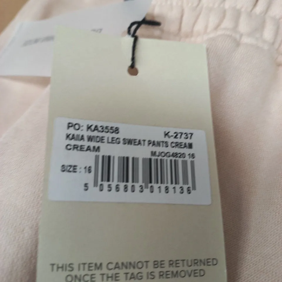 KAIIA WIDE-LEG SWEATPANTS – CREAM, UK 16