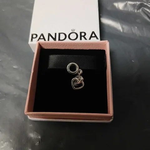 PANDORA SILVER HEART CHARM WITH CLEAR STONES – BOXED