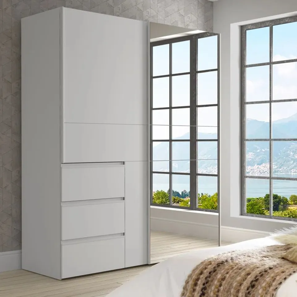 BOXED KAVALLI 2 SLIDING WARDROBE - WHITE (3 BOXES)