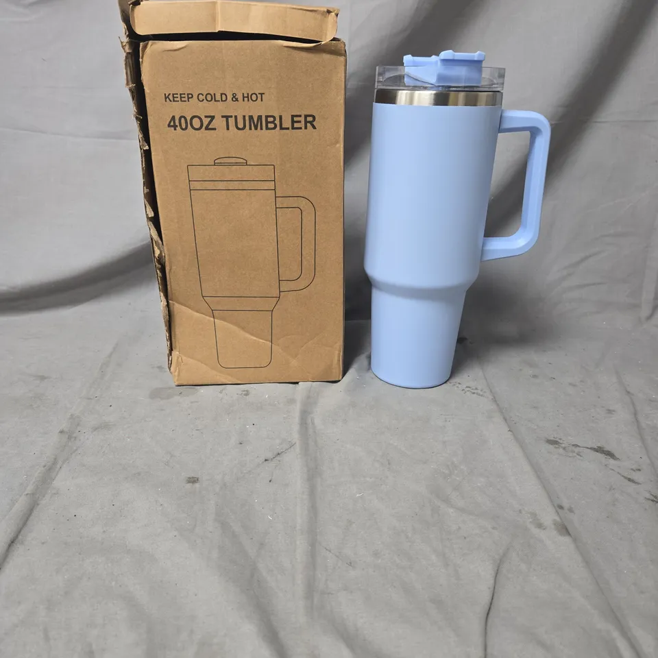 LIGHT BLUE INSULATED 40 OZ TUMBLER WITH HANDLE 