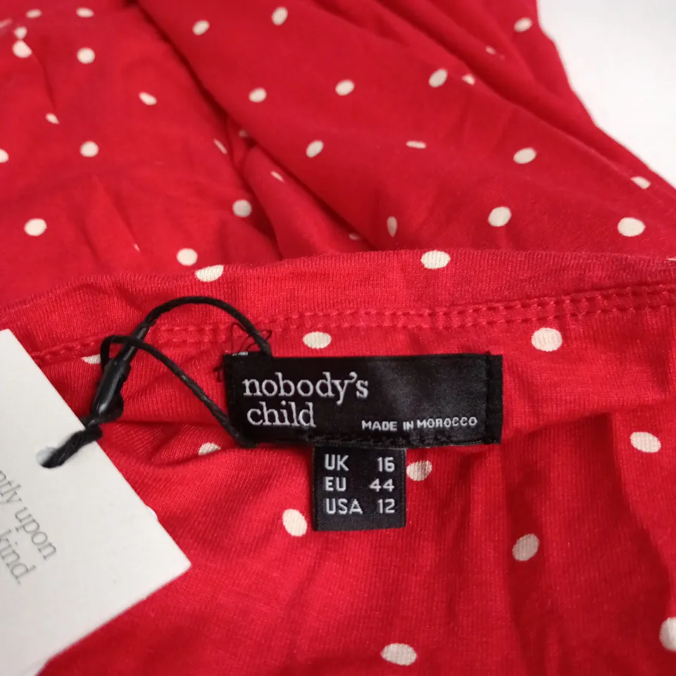 NOBODY'S CHILD HATTIE MIDI DRESS – RED WITH WHITE POLKA DOTS, UK16 (EU44, US12)
