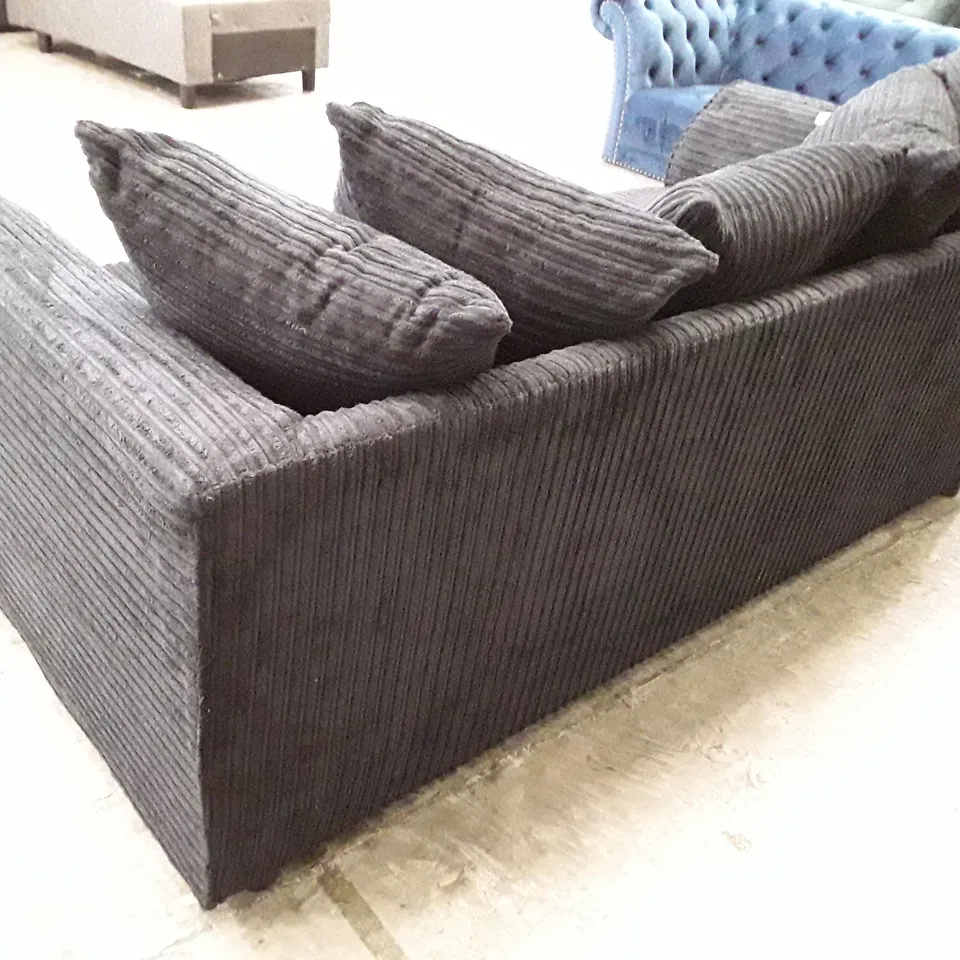 DESIGNER DUVERNAY 3 SEATER SOFA - BLACK JUMBO CHORD FABRIC