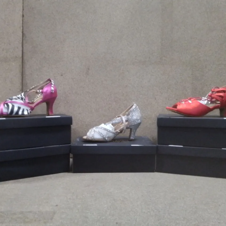 5 X BOXED MIXED ASSORTMENT OF WOMEN'S DANCEAND SWAY SHOES - COLOURS AND SIZES MAY VARY