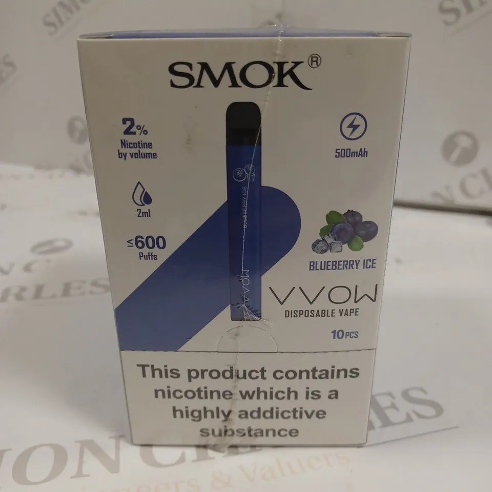 SEALED SMOK VVOW 10-PACK OF DISPOSABLE VAPES - BLUEBERRY ICE