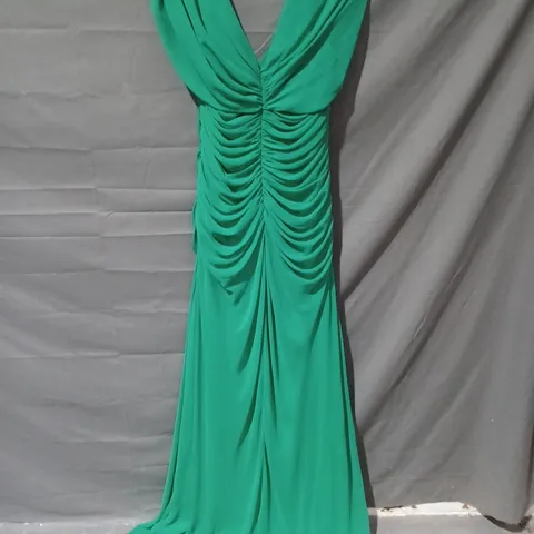 VIVIAN DIAMOND DESSY COLLECTION RUCHED BACK ZIP DRESS IN GREEN (UK6652) - SIZE 14