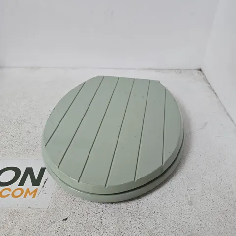 GREEN/GREY TOILET SEAT WITH LID & CHROME HINGES