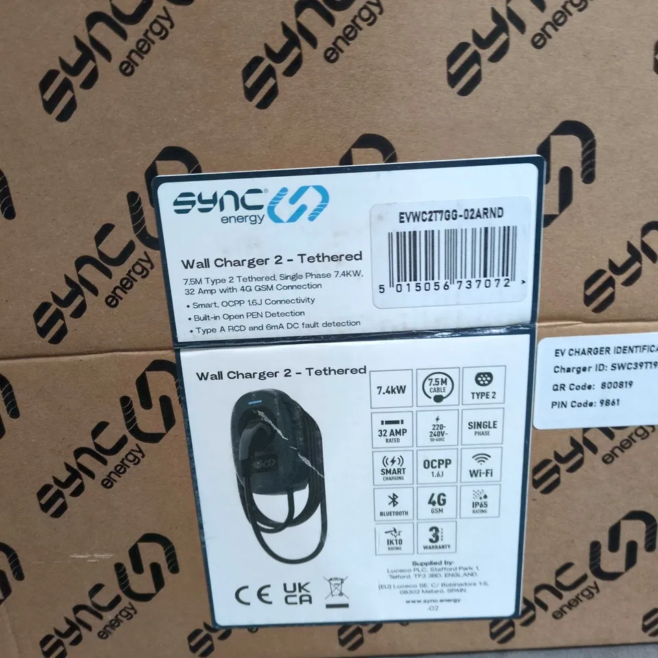 SYNC ENERGY WALL CHARGER 2 - TETHERED EV CHARGER (7.4KW, TYPE 2)