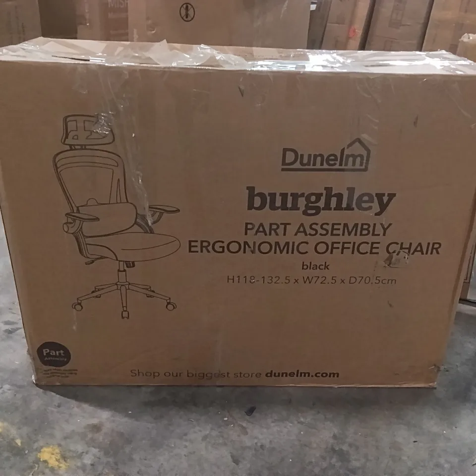 BOXED BURGHLEY ERGONOMIC OFFICE CHAIR BLACK (1 BOX)