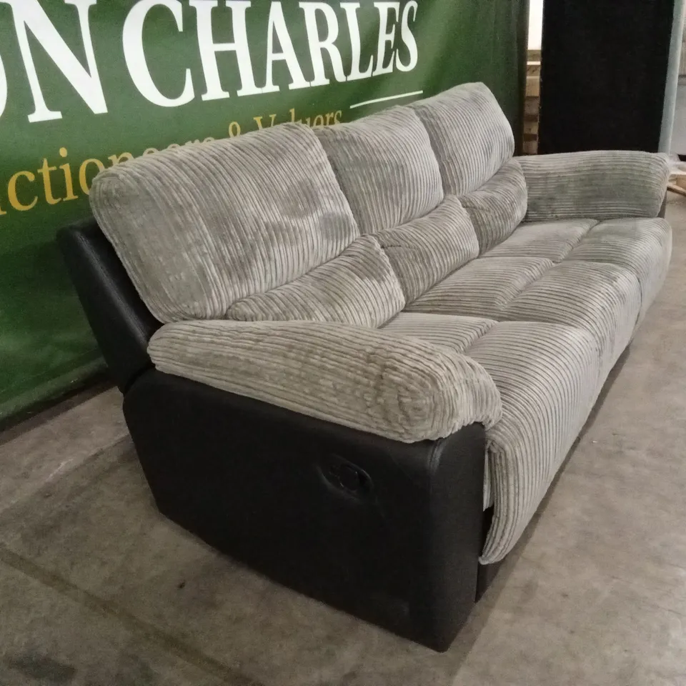 SIENNA FABRIC/FAUX LEATHER HIGH BACK 3 SEATER RECLINER SOFA RRP £849