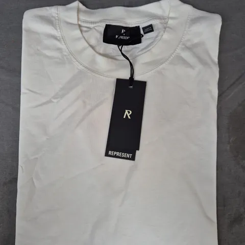 REPRESENT INITIAL T-SHIRT IN FLAT WHITE SIZE LARGE