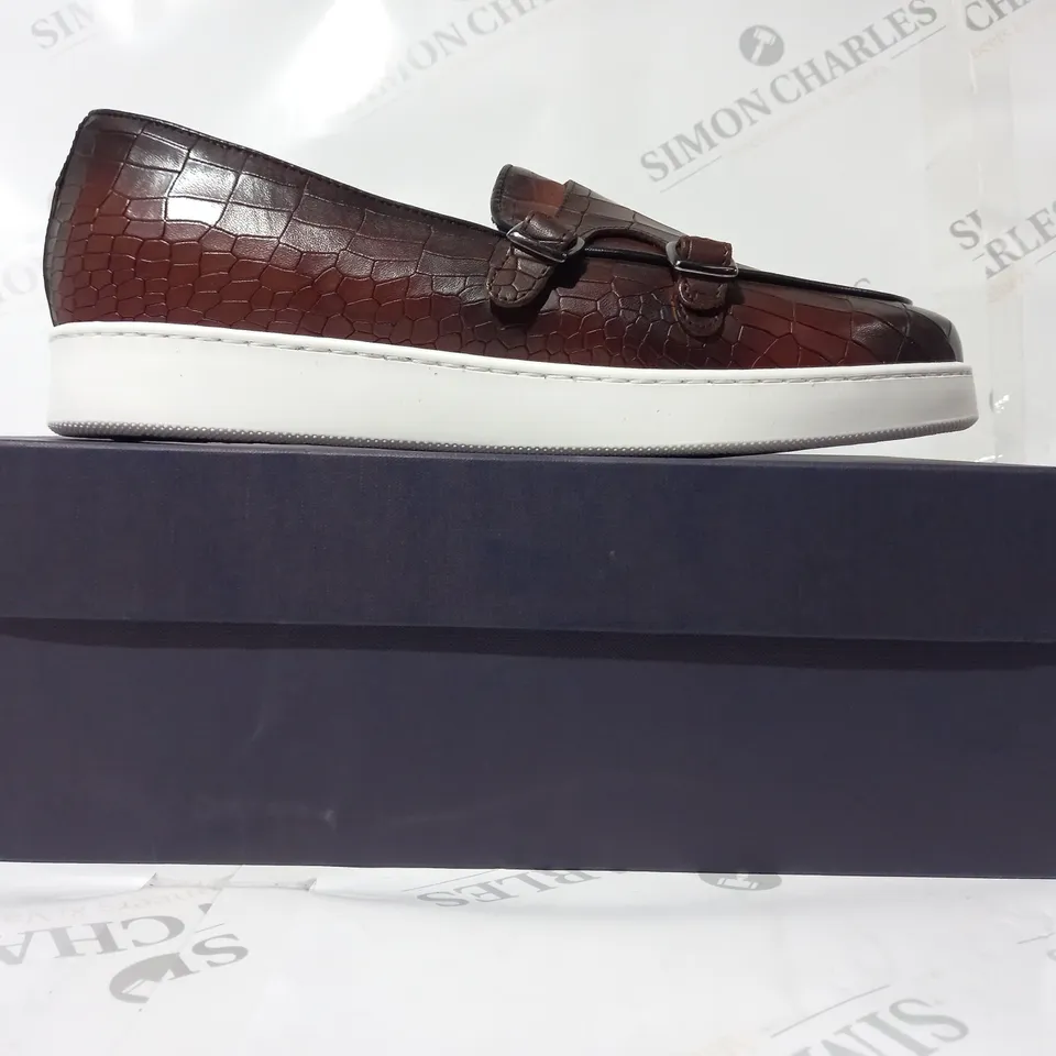 BOXED PAIR OF ANDREA NOBILE LOAFERS IN BROWN EU SIZE 46