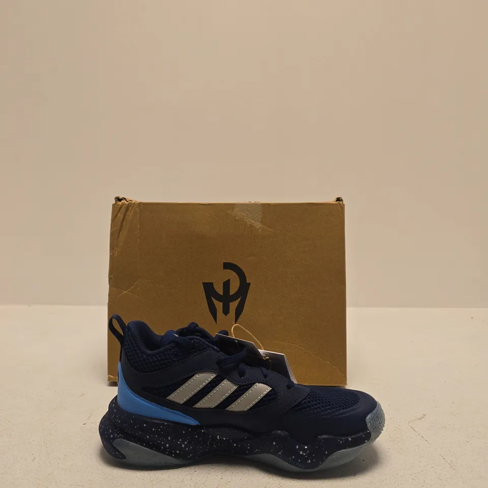 ADIDAS SNEAKERS – NAVY WITH SILVER STRIPES (BOXED) SIZE UK 4