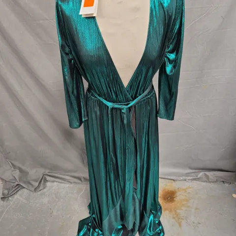 RETROFETE FLORA WRAP DRESS IN EMERALD SIZE XL