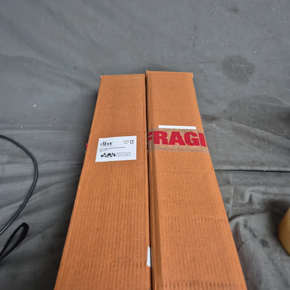 PAIR OF DIBOR 42CM ANTIQUE BLACK SLIM CANDLESTICKS