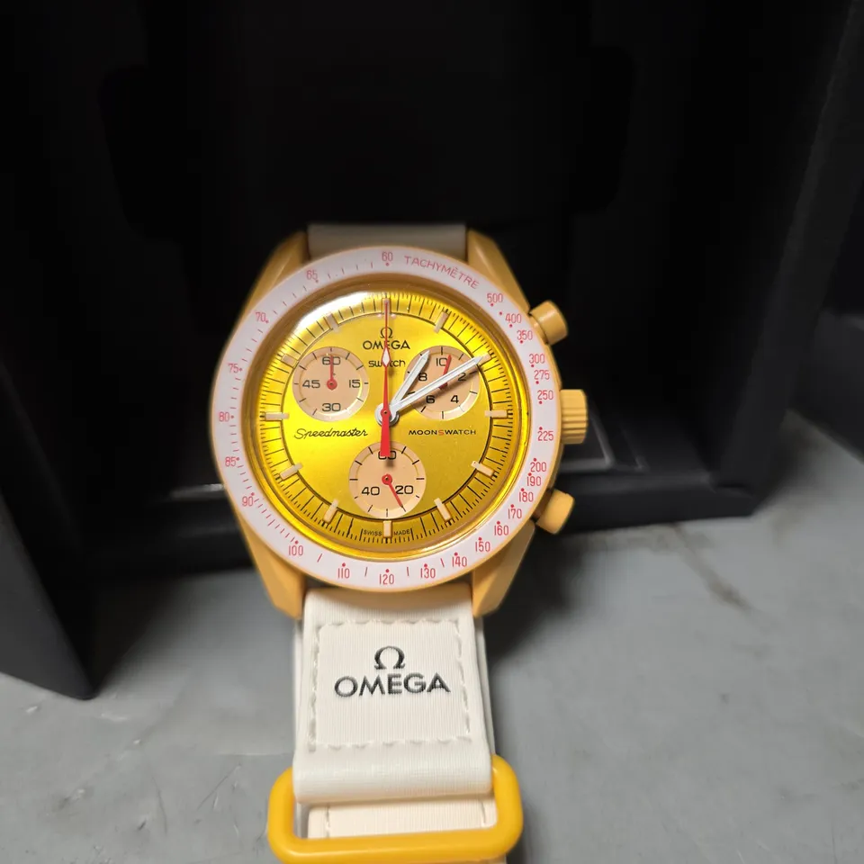 BOXED OMEGA X SWATCH MISSION TO THE SUN MOONSWATCH