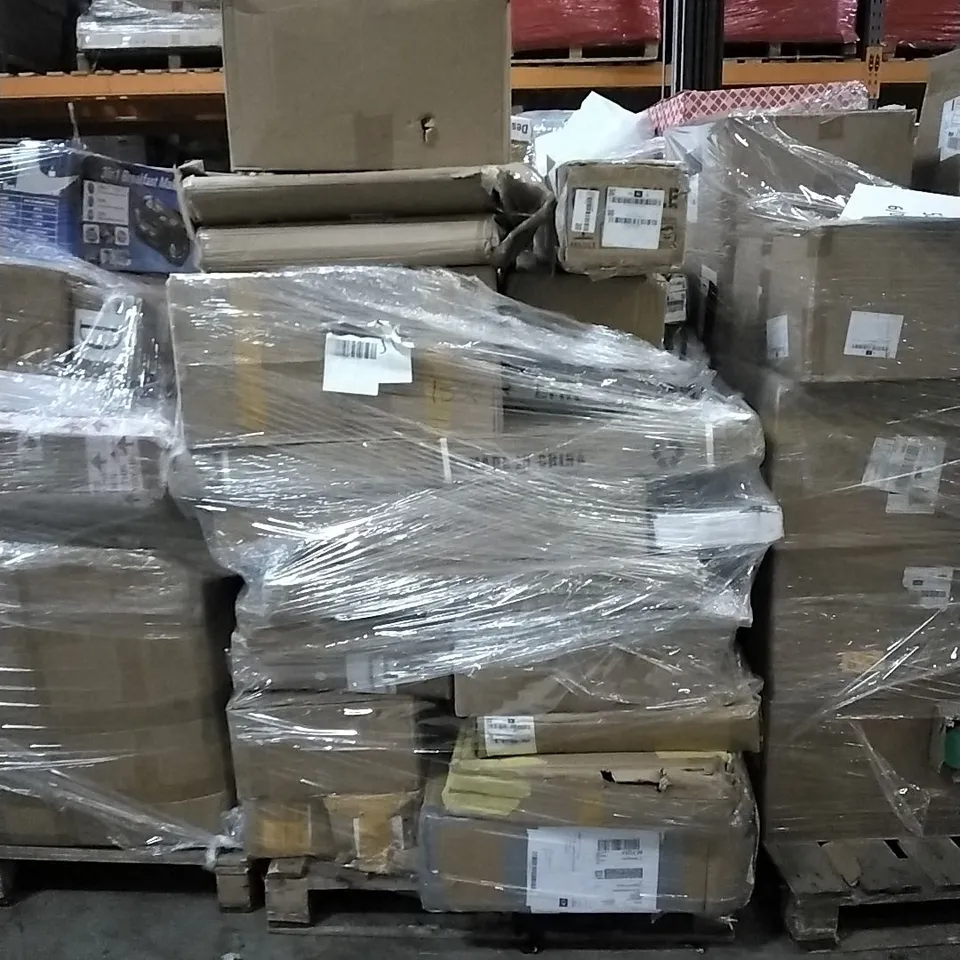 PALLET OF HOUSEHOLD ITEMS TO INCLUDE OTTOMAN POUFFE , SHOWER SYSTEM,  TOWEL WARMER AND OTHER ASSORTED ITEMS...