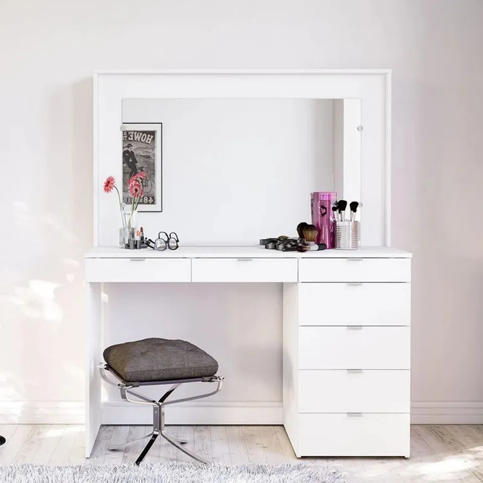 BOXED MARQUIST DRESSING TABLE WITH MIRROR - WHITE (1 BOX)