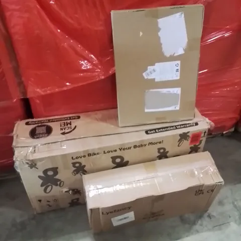 PALLET OF ASSORTED HOUSEHOLD GOODS AND PRODUCTS TO INCLUDE;KIDS BIKE,SCOOTER,PICTURE FRAMES